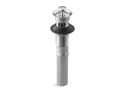 Bathroom sink drain with overflow and non-removable metal stopper