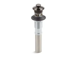 Bathroom sink drain with overflow and non-removable metal stopper