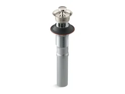 Bathroom sink drain with overflow and non-removable metal stopper