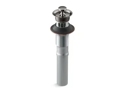 Bathroom sink drain with overflow and non-removable metal stopper