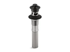 Bathroom sink drain with overflow and non-removable metal stopper