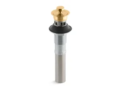 Bathroom sink drain with overflow and non-removable metal stopper