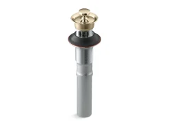 Bathroom sink drain with overflow and non-removable metal stopper