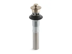 Bathroom sink drain with overflow and non-removable metal stopper