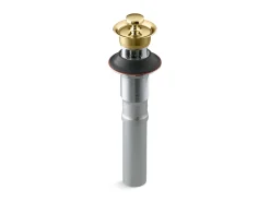 Bathroom sink drain with overflow and non-removable metal stopper