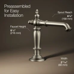Bathroom sink faucet spout with Column design, 1.2 gpm