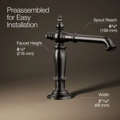 Bathroom sink faucet spout with Column design, 1.2 gpm