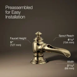 Bathroom sink faucet spout with Flume design, 1.2 gpm