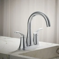 Centerset bathroom sink faucet, 0.5 gpm