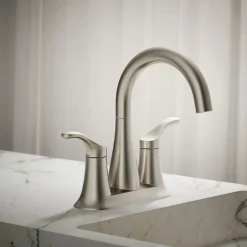 Centerset bathroom sink faucet, 0.5 gpm