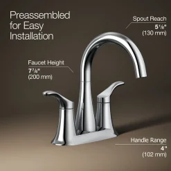 Centerset bathroom sink faucet, 0.5 gpm