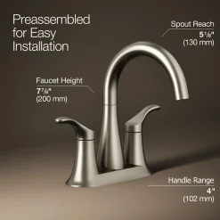 Centerset bathroom sink faucet, 0.5 gpm