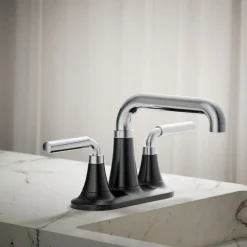 Centerset bathroom sink faucet, 0.5 gpm