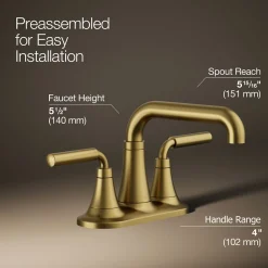 Centerset bathroom sink faucet, 0.5 gpm