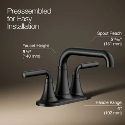 Centerset bathroom sink faucet, 0.5 gpm