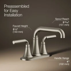 Centerset bathroom sink faucet, 0.5 gpm