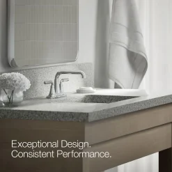 Centerset bathroom sink faucet, 0.5 gpm