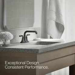 Centerset bathroom sink faucet, 0.5 gpm