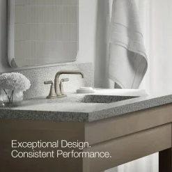 Centerset bathroom sink faucet, 0.5 gpm