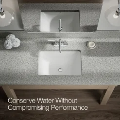 Centerset bathroom sink faucet, 0.5 gpm