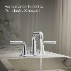 Centerset bathroom sink faucet, 0.5 gpm