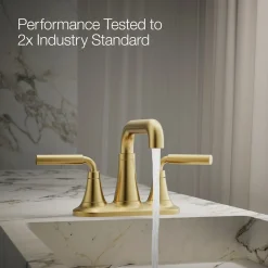 Centerset bathroom sink faucet, 0.5 gpm