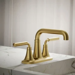 Centerset bathroom sink faucet, 0.5 gpm