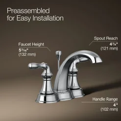 Centerset bathroom sink faucet, 1.2 gpm