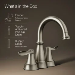 Centerset bathroom sink faucet, 1.2 gpm