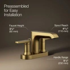 Centerset bathroom sink faucet, 1.2 gpm