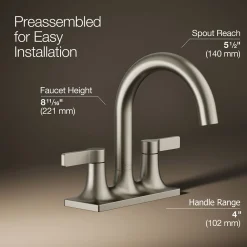 Centerset bathroom sink faucet, 1.2 gpm