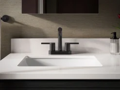 Centerset bathroom sink faucet, 1.2 gpm