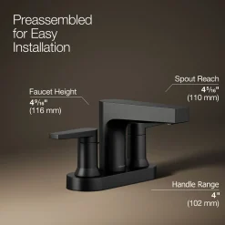 Centerset bathroom sink faucet, 1.2 gpm