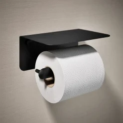 Covered horizontal toilet paper holder