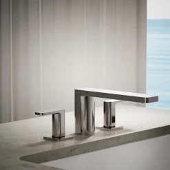 Deck-mount bath faucet