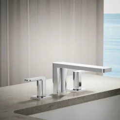 Deck-mount bath faucet