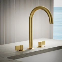 Deck-mount bath faucet handles with Lever design