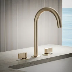 Deck-mount bath faucet handles with Lever design