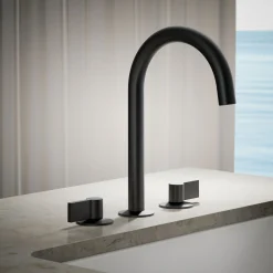 Deck-mount bath faucet handles with Lever design