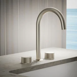 Deck-mount bath faucet handles with Oyl design