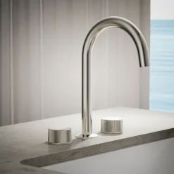 Deck-mount bath faucet handles with Oyl design