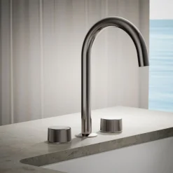 Deck-mount bath faucet handles with Oyl design
