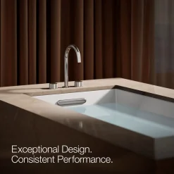 Deck-mount bath faucet handles with Oyl design