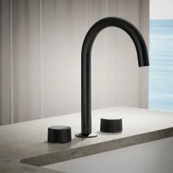 Deck-mount bath faucet handles with Oyl design