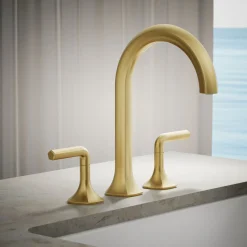 Deck-mount bath faucet handles with Lever design