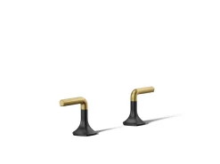 Deck-mount bath faucet handles with Lever design