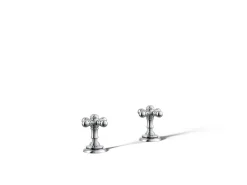Deck-mount bath faucet handle trim with Cross design