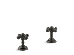 Deck-mount bath faucet handle trim with Cross design