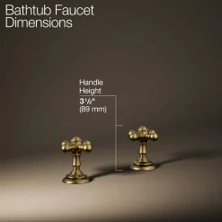 Deck-mount bath faucet handle trim with Cross design