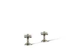 Deck-mount bath faucet handle trim with Cross design